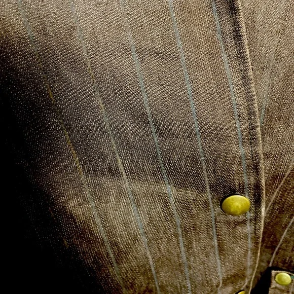 Lost Boy Rags Denim Vest Gilet Men's M Steampunk Brown Brass Snap - Picture 6 of 6